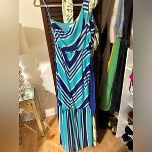 Asymmetrical maxi dress with waist tie